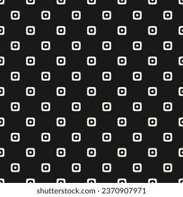 Vector minimalist seamless pattern with dots, small curved shapes. Simple black and white texture. Modern abstract minimal geometric background. Stylish repeat dark design for decor, print, wallpaper