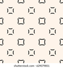 Vector minimalist seamless pattern, fashion geometric monochrome texture in black & beige colors. Abstract geometrical shapes, squares, rounded lines. Light minimal background, Memphis style design
