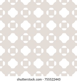 Vector minimalist seamless pattern in neutral colors, white and beige. Geometric texture with simple shapes, smooth crosses. Abstract repeat backdrop. Elegant vintage background. Decorative design 