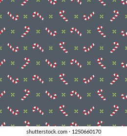 Vector minimalist seamless pattern, simple christmas backround. Winter template for invitations, textile, wallpapers and wrapping paper. Candy cane noel design.