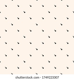 Vector minimalist seamless pattern. Simple modern black and white background with small shapes, tiny ice creams. Stylish minimal monochrome background. Subtle repeat design for decor, print, fabric