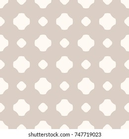 Vector minimalist seamless pattern with simple geometric figures, circles, crosses, floral shapes. Abstract texture in beige pastel colors. Elegant vintage background. Repeat design for decor, fabric