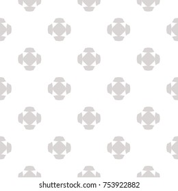 Vector minimalist seamless pattern with simple geometric figures, crosses, floral shapes. Abstract texture in neutral pastel colors, light gray and white. Modern monochrome background. Repeat design