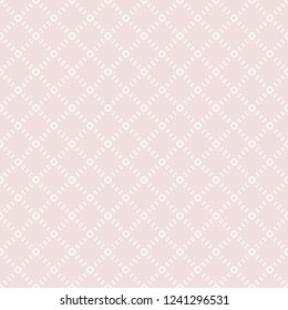 Vector minimalist seamless pattern with small dots in square grid. Subtle light pink background. Simple abstract geometric texture. Minimal ornament. Repeat design for decoration, wallpapers, cloth