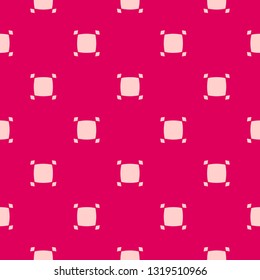 Vector minimalist seamless pattern with small rounded squares, dots. Abstract geometric texture in red and pink color. Cute minimal background. Simple repeat design for decoration, gift paper, fabric