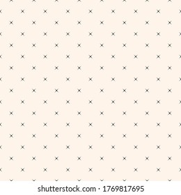 Vector minimalist seamless pattern with small stars, tiny crosses. Simple black and white minimal geometric texture. Abstract monochrome background. Subtle design for decor, wallpaper, fabric, prints
