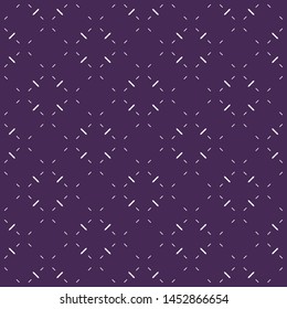 Vector minimalist seamless pattern. Subtle purple and white minimal geometric texture. Delicate abstract background with small shapes, tiny lines. Repeat design for decor, wallpapers, textile, web