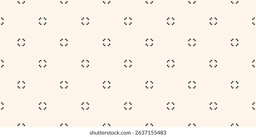 Vector minimalist seamless pattern. Subtle monochrome geometric texture. Abstract minimal black and white easy background with small floral shapes, dots. Cute repeated design for decor, print, textile