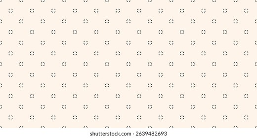 Vector minimalist seamless pattern. Subtle monochrome geometric texture. Abstract minimal black and white easy background with tiny floral shapes, small dots. Repeated geo design for decor, wallpaper