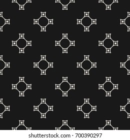 Vector minimalist seamless pattern, subtle dark geometric texture with thin curved linear shapes. Monochrome illustration, repeat tiles. Simple abstract background. Design for decor, covers, fabric