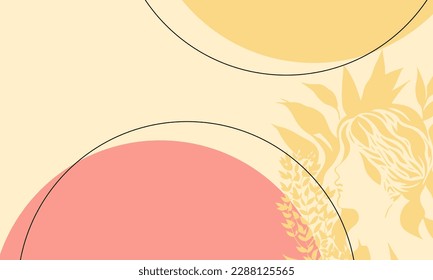Vector minimalist simple background with woman illustration. Vector Illustration with place for your text