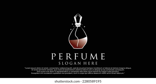 Vector minimalist simple bottle perfume logo with design unique Premium Vector