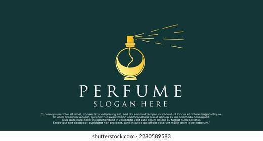 Vector minimalist simple bottle perfume logo with design unique Premium Vector