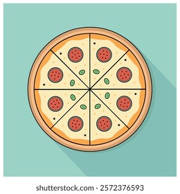 Vector Minimalist Sliced Pepperoni Pizza