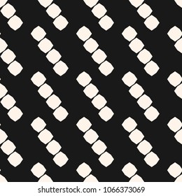 Vector minimalist texture. Simple geometric seamless pattern with small octagonal shapes in diagonal array. Stylish modern minimal abstract black and white background. Monochrome repeatable design 