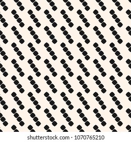 Vector minimalist texture. Simple geometric seamless pattern with small octagonal shapes in diagonal array. Stylish modern minimal abstract black and white repeat background. Hipster fashion design 