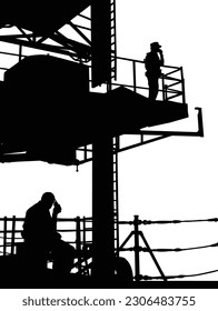 Silueta industrial de construcción de torre minimalista de vectores aislada sobre fondo blanco