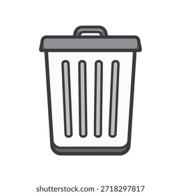 Vector icono de papelera minimalista en estilo plano, Ilustración vectorial limpia para el reciclaje, basura.