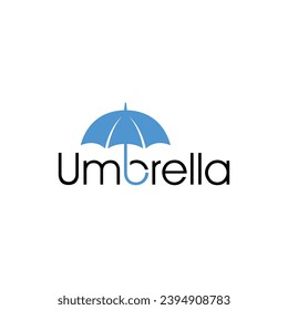 Vector minimalist umbrella typography logo design template isolated on white background. Creative vector umbrella text logo design template.