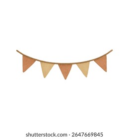 Image vectorielle guirlande de bruants à l'aquarelle minimaliste avec des drapeaux pastel doux. Idéal pour les imprimés de pépinière, les décorations de fête, les invitations et les illustrations pour enfants.