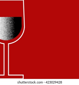 Vector minimalist white flat glass of wine on a red background side.