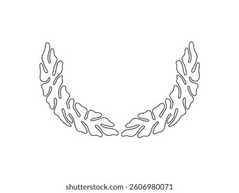 Vector minimalist wreath frame made of leaves with smooth lines. Perfect for logos, branding and decorative design