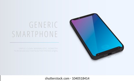 Vector minimalistic 3d isometric illustration cell phone. Smartphone perspective view. Side and top view. Mockup generic device. Template for infographics or presentation UI design interface.