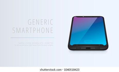 Vector minimalistic 3d isometric illustration cell phone. Smartphone perspective view. Top view. Mockup generic device. Template for infographics or presentation UI design.