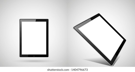 Vector minimalistic 3d isometric illustration set device.Tablet,  perspective view. Mockup generic device. Template for infographics or presentation