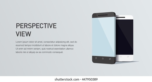 Vector minimalistic 3d isometric illustration cell phone. perspective view. Mockup generic smartphone. Template for infographic or presentation UI design. Concept graphic, UIX, web banner.