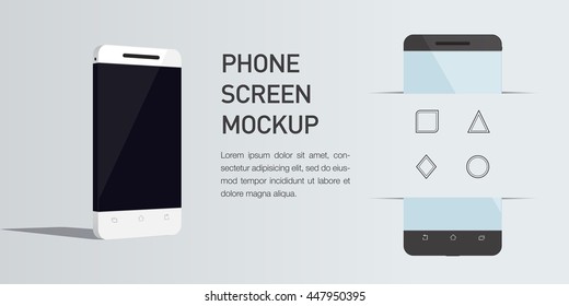 Vector minimalistic 3d isometric illustration cell phone. perspective view. Mockup generic smartphone. Template for infographic or presentation UI design. Concept graphic, UIX, web banner.