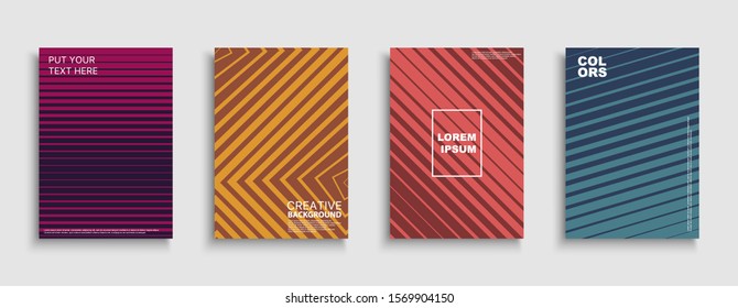 Vector minimalistic abstract contemporary templates, posters, placards, brochures, banners, flyers, backgrounds and etc. Colorful gradient striped covers - trendy geometric vibrant design.