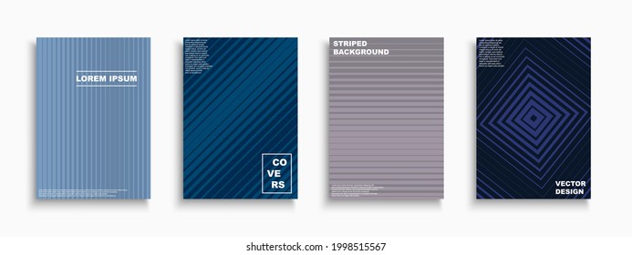 Vector minimalistic abstract contemporary templates, posters, placards, brochures, banners, flyers, backgrounds and etc. Colorful gradient striped covers - trendy geometric design