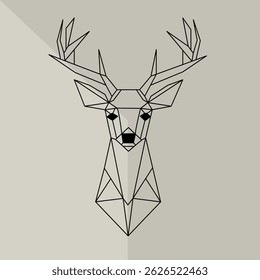 Vector minimalistic abstract illustration of deer origami, forest animals using simple geometric shapes. Suitable for printing, wallpaper, digital projects. Hand drawn reindeer