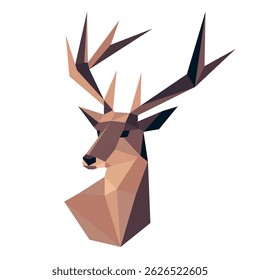 Vector minimalistic abstract illustration of deer origami, forest animals using simple geometric shapes. Suitable for printing, wallpaper, digital projects. Hand drawn reindeer