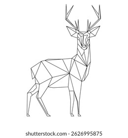 Vector minimalistic abstract illustration of deer origami, forest animals using simple geometric shapes. Suitable for printing, wallpaper, digital projects. Hand drawn reindeer