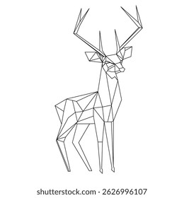 Vector minimalistic abstract illustration of deer origami, forest animals using simple geometric shapes. Suitable for printing, wallpaper, digital projects. Hand drawn reindeer