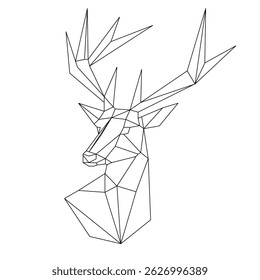 Vector minimalistic abstract illustration of deer origami, forest animals using simple geometric shapes. Suitable for printing, wallpaper, digital projects. Hand drawn reindeer