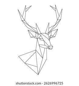 Vector minimalistic abstract illustration of deer origami, forest animals using simple geometric shapes. Suitable for printing, wallpaper, digital projects. Hand drawn reindeer