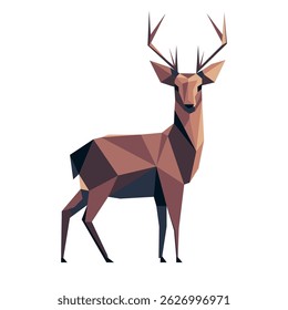 Vector minimalistic abstract illustration of deer origami, forest animals using simple geometric shapes. Suitable for printing, wallpaper, digital projects. Hand drawn reindeer
