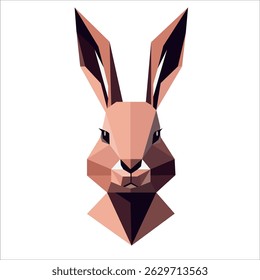 Vector minimalistische abstracte illustratie van origami konijn gemaakt met behulp van eenvoudige geometrische vormen. Konijn geschikt voor printen, behang, digitale projecten. 