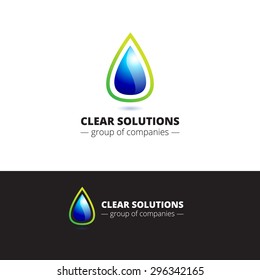 Vector minimalistic abstract water drop logotype. Ecological logo.