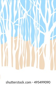 vector minimalistic background winter forest