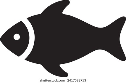 The vector is a minimalistic black silhouette of a fish, elegantly captured in side profile. It features a prominent eye and a distinguished fin structure, with the tail fin fanning out gracefully.