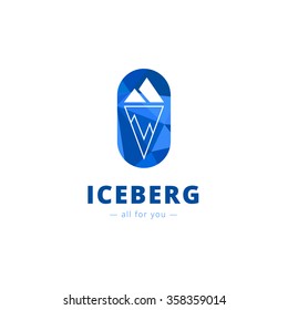 Vector minimalistic blue iceberg logo. Brand sign