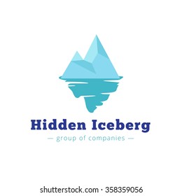 Vector minimalistic blue iceberg logo. Brand sign