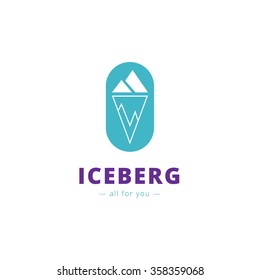 Vector minimalistic blue iceberg logo. Brand sign