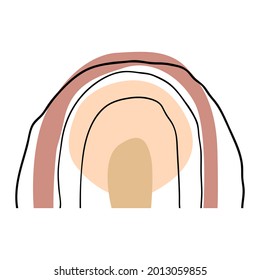 Vector minimalistic boho rainbow. A combination of lines of different thickness.  Modern abstract background for book cover, page template, print, card, brochure, magazine, poster