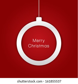 Vector minimalistic Christmas card. Paper Christmas decoration. Clean design. White paper on dark background.