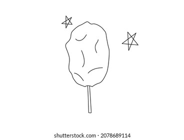 Vector minimalistic  cotton candy  in outline style isolated on white background. Can be used to design holiday cards, presentations, websites